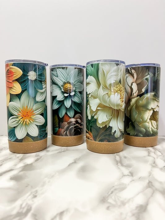 FLORAL RETRO TUMBLER with Removable Silicone Bottom