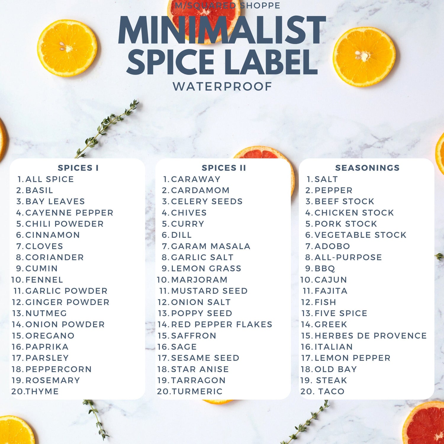 SPICE LABEL, SEASONING label, waterproof, oil-resistant, kitchen label, organization, cupboard, jar, container, spice rack, spice jar label