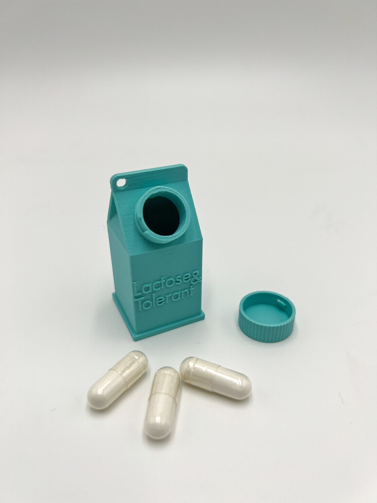 Lactose and Tolerant PILL CONTAINER, Lactose Intolerant, Pill Box, Pill Case, Pill Organizer